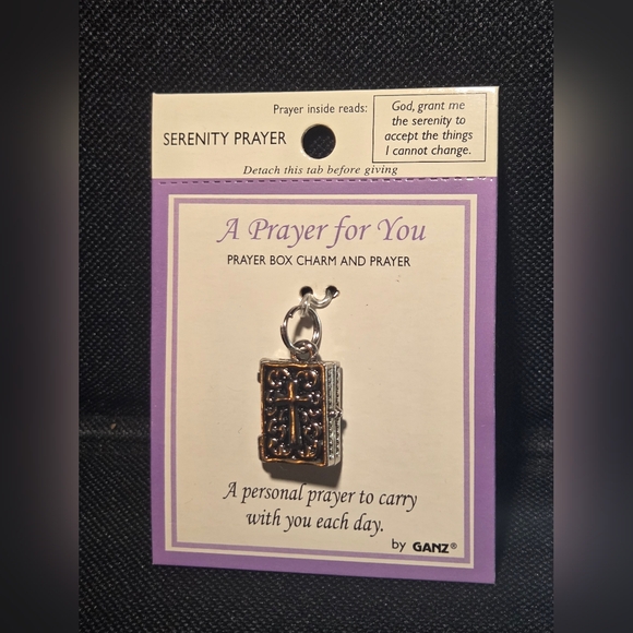 "Serenity Prayer"GANZ Silver Prayer Box Charm Locket with Scroll Inside - Picture 5 of 11